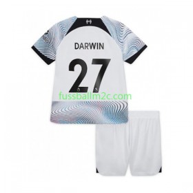 Fußballtrikots Liverpool Darwin Nunez 27 Kinder Auswärts Trikotsatz 2022-2023
